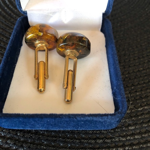 Vintage Unisex Mexican Quartz & Gold Cufflinks - Picture 3 of 8